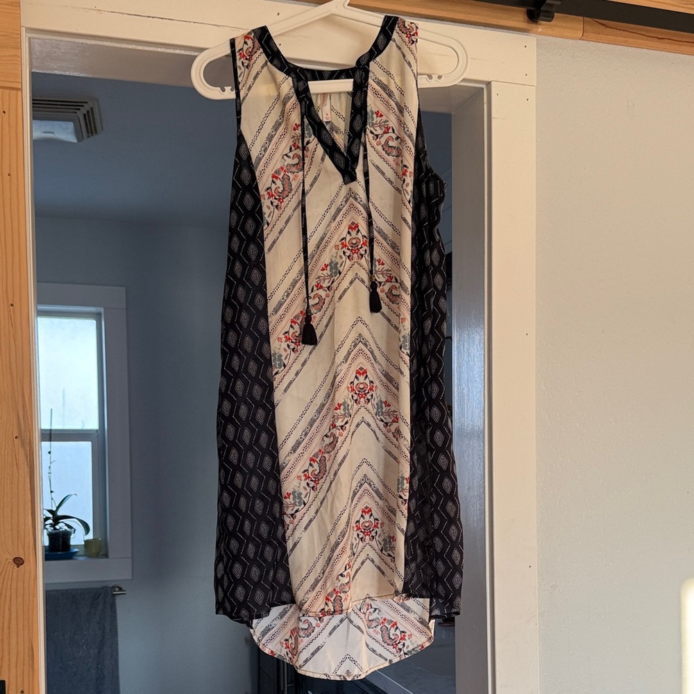Xhilaration Black and White High Low Dress